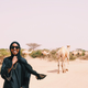 Hamda Yusuf with the camels in Hargeisa, Somaliland.